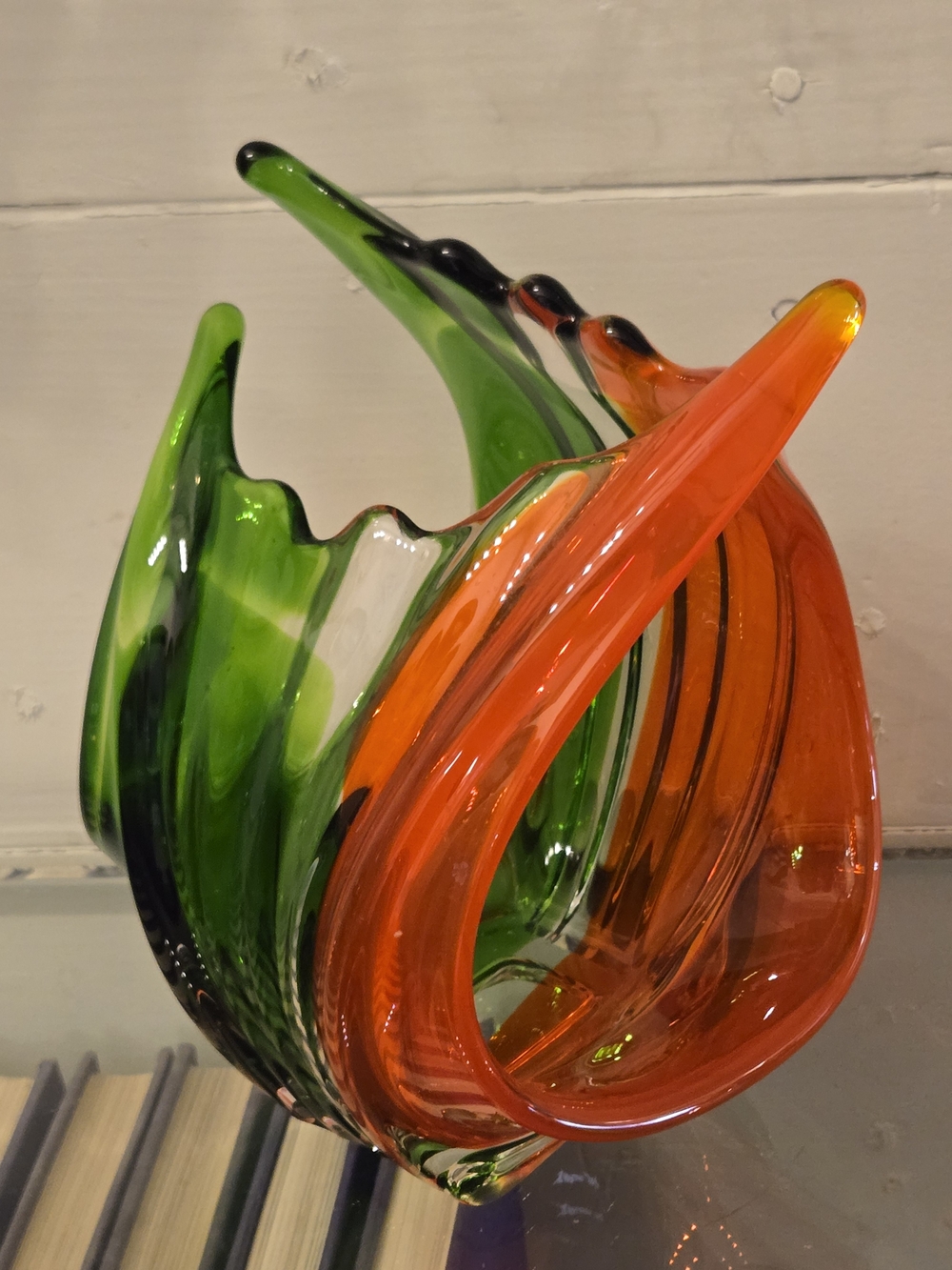 Handblown Green, Red & (White) Murano